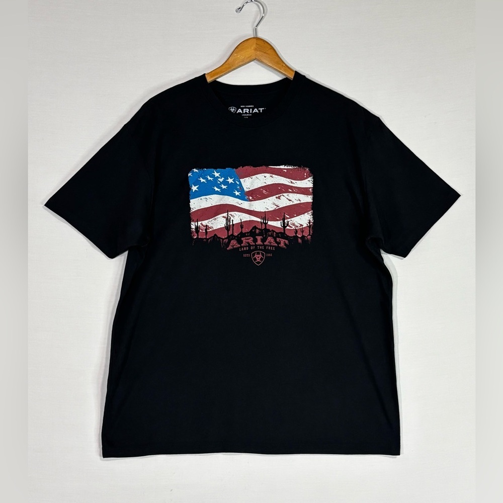 Ariat Black American Flag Graphic T Shirt XL Western Rodeo USA Patriotic Tee